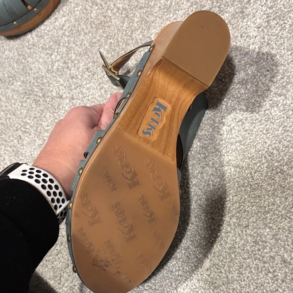 Kork-Ease Dark Gray/Blue Leather Mules - Picture 7 of 8